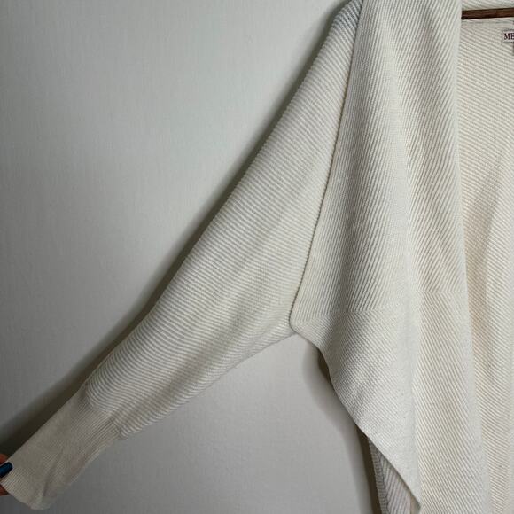 MERONA Size Medium Longer White Open Knit Cardigan - Picture 4 of 9
